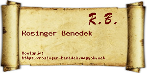 Rosinger Benedek névjegykártya